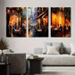 3pcs Romantic Night Cityscape Dining Scenes Metal Print Ready to Hang Art