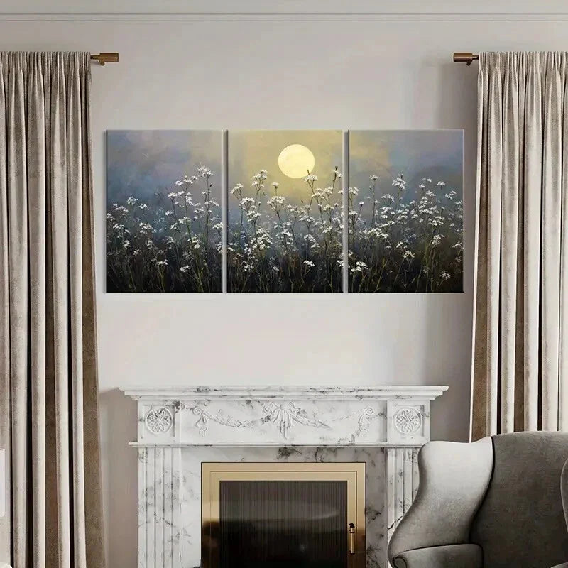 3pcs Romantic Night Sky Dreamy Landscape Metal Print Ready to Hang Art