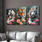 3pcs Stunning Tiger Vibrant Wildlife Paintings Wall Art Set Canvas Framed 40x60cm - High Quality Print 100% Australian Made Wall Canvas Ready to Hang
