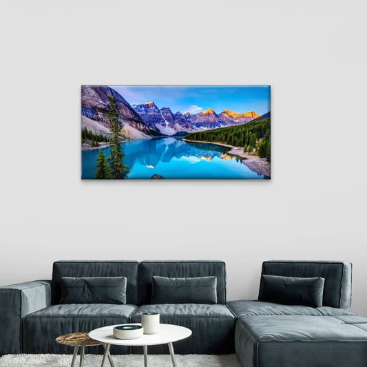Mountains Lakes Nature Wall Art Canvas Office Home Room Framed 80x45cm