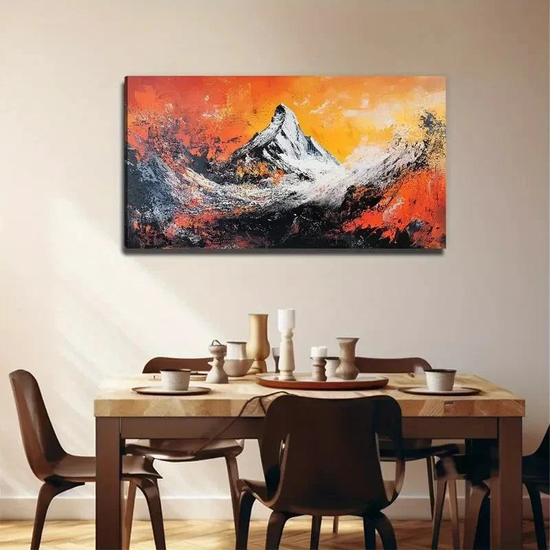 Majestic Snowy Mountain Wall Art Canvas Office Home Room Framed 80x45cm