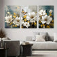 3pcs Elegant White Flowers & Butterfly Metal Print Ready to Hang Art
