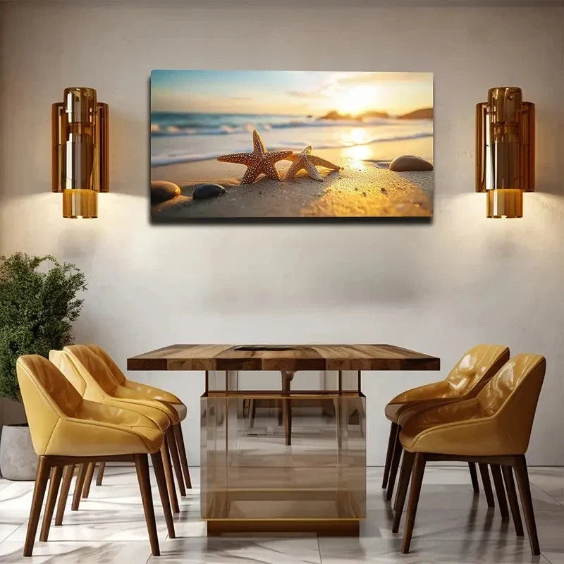 Romantic Starfish Beach Wall Art Canvas Office Home Room Framed 120x60cm