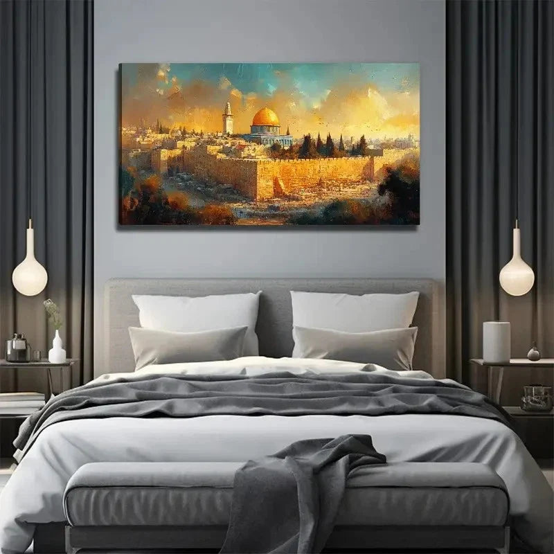 Golden Is A Building Suitable Wall Art Canvas Office Home Room Framed 120x60cm
