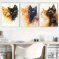 3pcs  Natural color blending Cat Portrait Wall Art Set Canvas Framed 40x60cm - High Quality Print 100% Australian Made Wall Canvas Ready to Hang