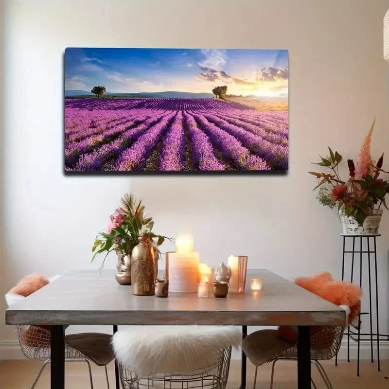 Lavender Fields Wall Art Canvas Office Home Room Framed 120x60cm