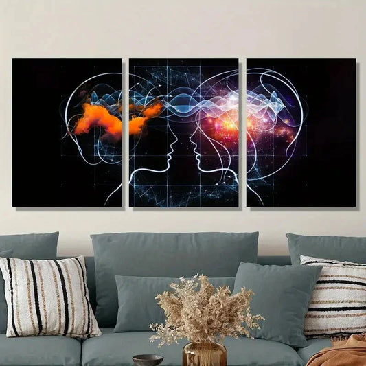 3pcs Abstract Mind Vibration Wall Art Set Canvas Framed 40x60cm - High Quality Print 100% Australian Made Wall Canvas Ready to Hang