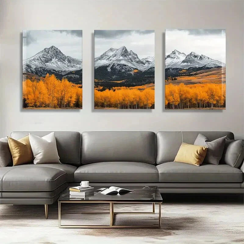 3pcs Majestic Mountain Vibrant Autumn Perfect Wall Art Set Canvas Framed 40x60cm - High Quality Print 100% Australian Made Wall Canvas Ready to Hang