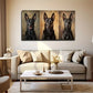 Three Black Dog Portraits Wall Art Canvas Office Home Room Framed 120x60cm