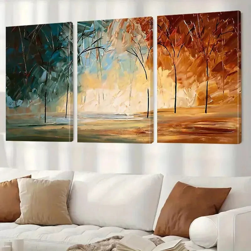 3pcs Vibrant-Colors Fiery-Forest Abstract Wall Art Set Canvas Framed 40x60cm - High Quality Print 100% Australian Made Wall Canvas Ready to Hang