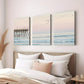 3pcs California Ocean Blush Pink Coastal Beach Wall Art Set Canvas Framed 40x60cm - High Quality Print 100% Australian Made Wall Canvas Ready to Hang