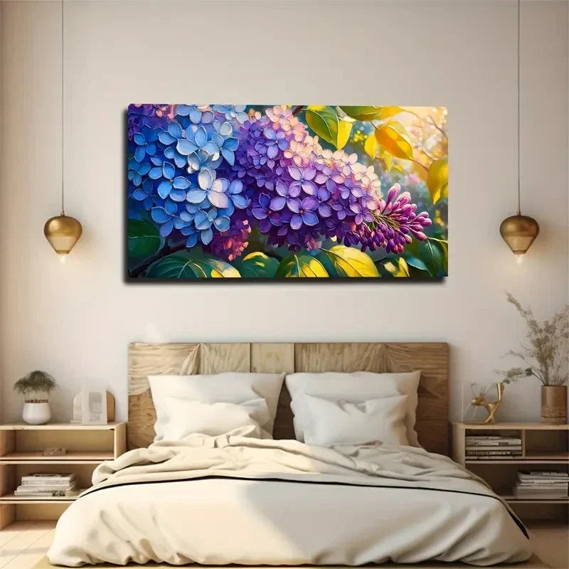 Hydrangea Floral Wall Art Canvas Office Home Room Framed 120x60cm