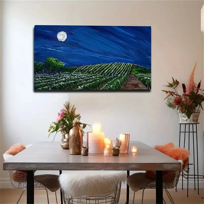 Bohemian Style Vineyard Wall Art Canvas Office Home Room Framed 80x45cm
