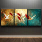 3pcs White Herons in Flight Colorful Perfect Wall Art Set Canvas Framed 40x60cm - High Quality Print 100% Australian Made Wall Canvas Ready to Hang