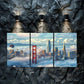 3pcs Blue Sky White Clouds Big Buildings Metal Print Ready to Hang Art