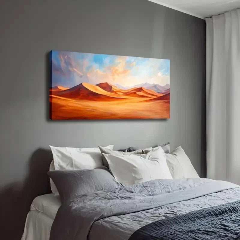 Desert Sunset Dunes Modern Wall Art Canvas Office Home Room Framed 120x60cm