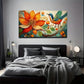Vibrant Orange Flowers Wall Art Canvas Office Home Room Framed 80x45cm