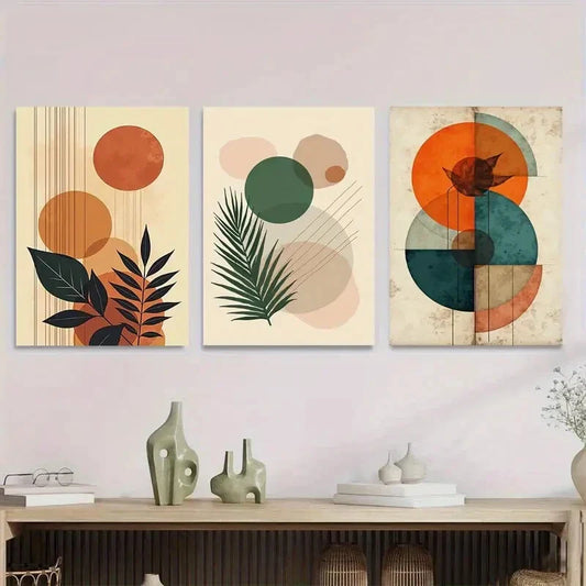 3pcs Modern Abstract Botanical Green Metal Print Ready to Hang Art