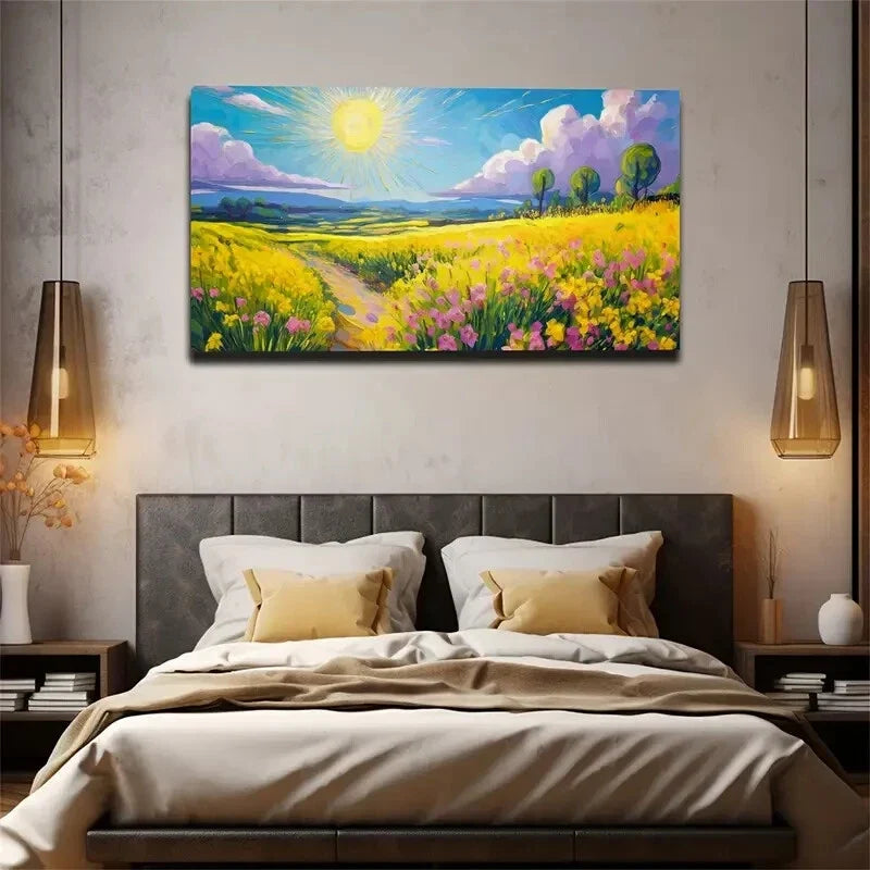 Vibrant Sun Soaring Sky Modern Wall Art Canvas Office Home Room Framed 120x60cm
