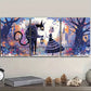 3pcss Whimsical Cat & Girl Design Strange   Wall Art Set Canvas Framed 40x60cm - High Quality Print 100% Australian Made Wall Canvas Ready to Hang