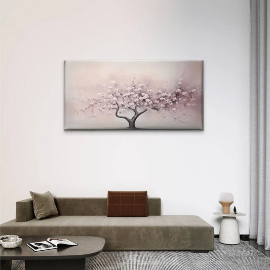 Trees Pink Flowers Perfect Wall Art Canvas Office Home Room Framed 80x45cm