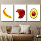 3pcs Simple Fruit Banana Avocado & Apple Wall Art Set Canvas Framed 40x60cm - High Quality Print 100% Australian Made Wall Canvas Ready to Hang