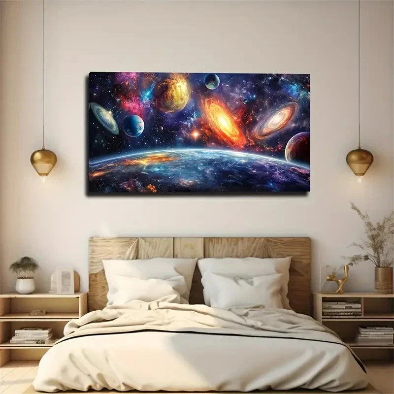 Twinkling Stars Figurative Wall Art Canvas Office Home Room Framed 120x60cm