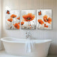 3pcs Vibrant Orange Poppy and Butterfly Perfect Wall Art Set Canvas Framed 40x60cm - High Quality Print 100% Australian Made Wall Canvas Ready to Hang