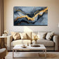 Golden & Black Swirls Modern Wall Art Canvas Office Home Room Framed 120x60cm