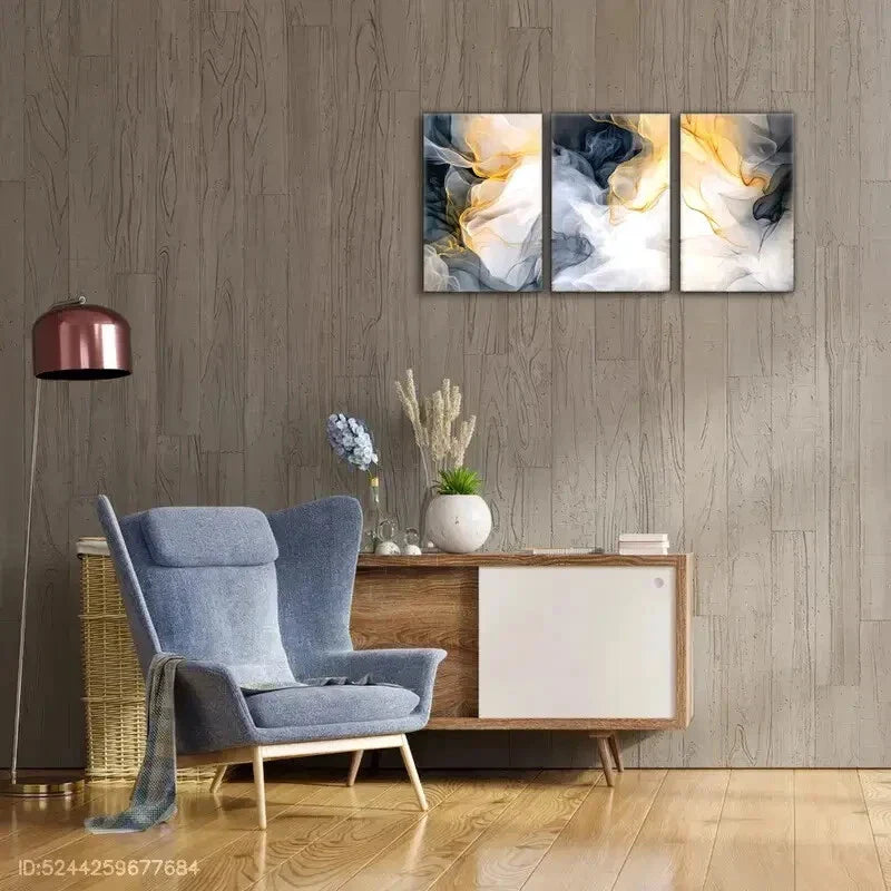 3pcs Abstract Pattern Decoration Poster Metal Print Ready to Hang Art