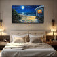 Beach Moon Serene Nighttime Wall Art Canvas Office Home Room Framed 80x45cm