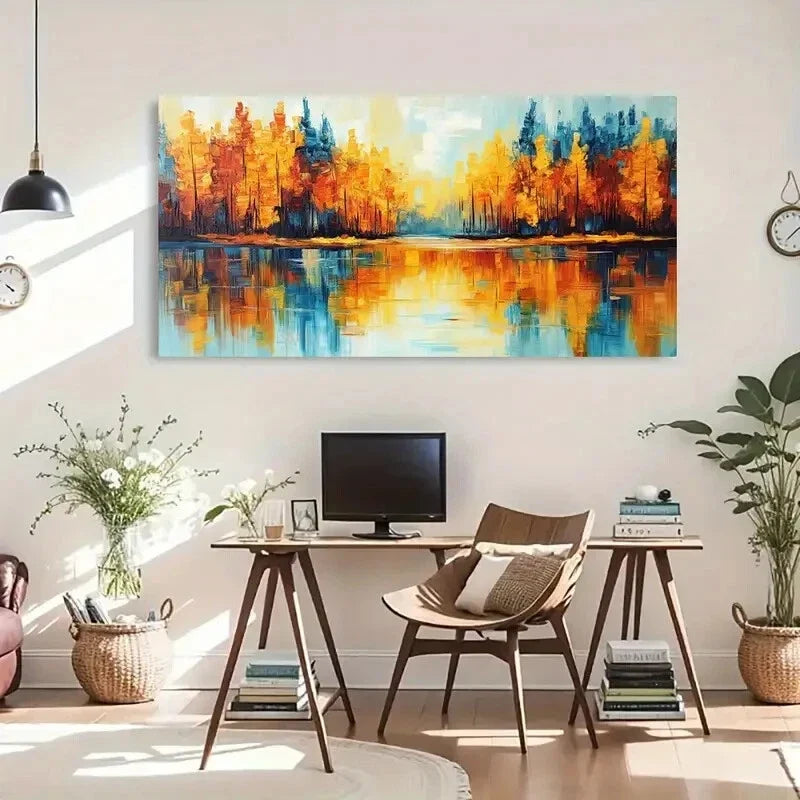 Landscape Reflection Cartoon Wall Art Canvas Office Home Room Framed 120x60cm