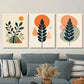 3pcs Modern Abstract Botanical Beige & Orange Wall Art Set Canvas Framed 40x60cm - High Quality Print 100% Australian Made Wall Canvas Ready to Hang