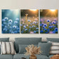 3pcs Blue And White Floral Daisies Snapdragons Wall Art Set Canvas Framed 40x60cm - High Quality Print 100% Australian Made Wall Canvas Ready to Hang