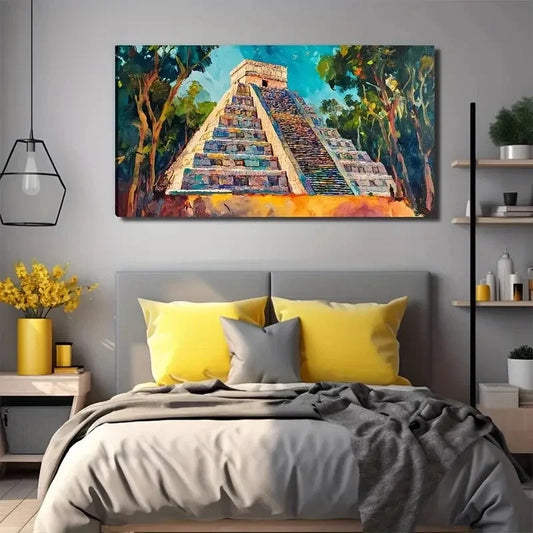 Ancient Pyramid Landscape Wall Art Canvas Office Home Room Framed 120x60cm