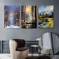 3pcs Winter Snowy Path, Serene Boat on Lake Metal Print Ready to Hang Art