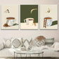 3pcs Geometric Abstract Coffee Cup Design Metal Print Ready to Hang Art