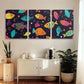 3pcs Vibrant Colorful Fish Abstract Shapes Metal Print Ready to Hang Art
