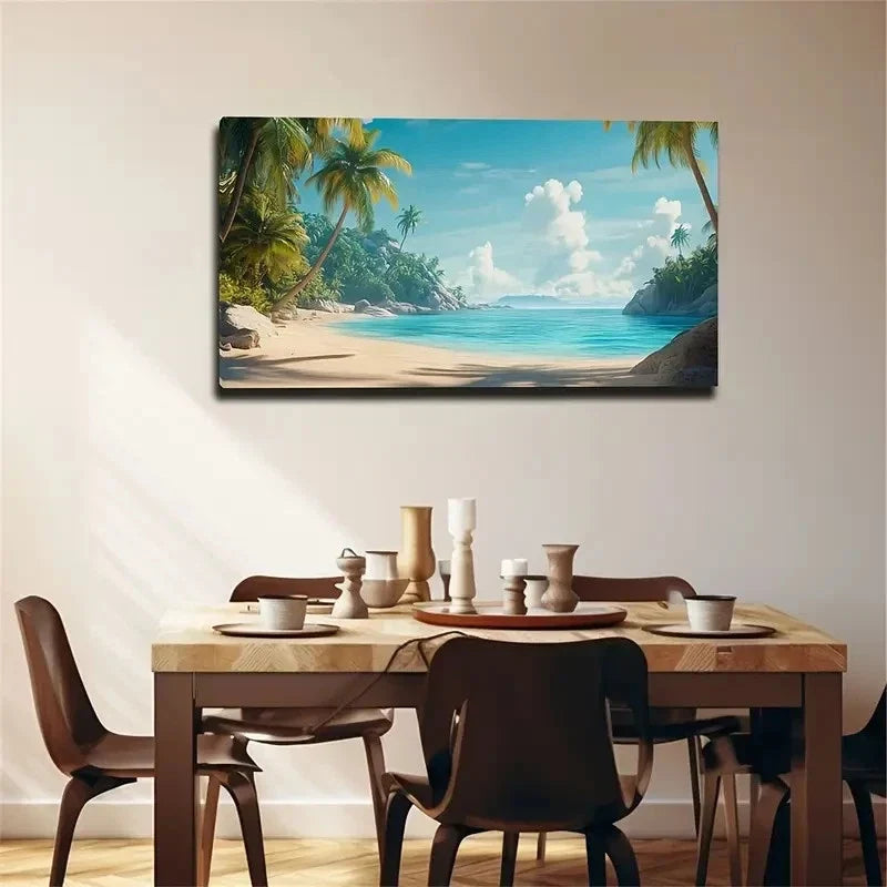 Summer Coast Scenery Nature Wall Art Canvas Office Home Room Framed 120x60cm