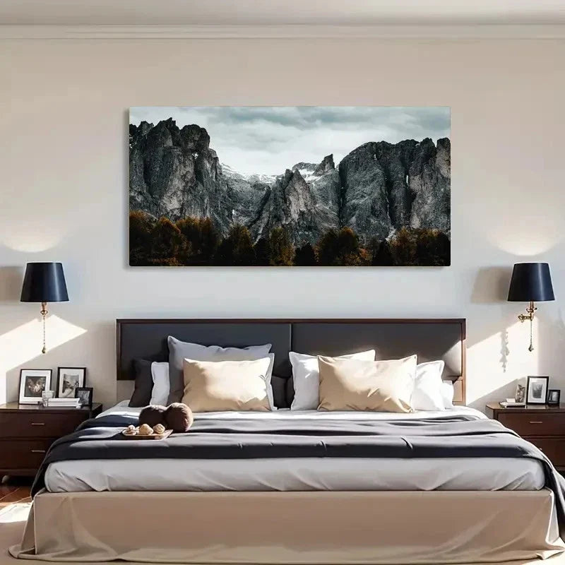 Style Peaks Forests Mountain Wall Art Canvas Office Home Room Framed 120x60cm