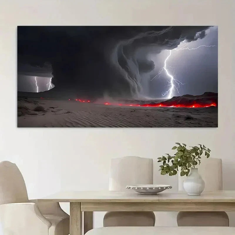 Seaside Hurricane Landscape Wall Art Canvas Office Home Room Framed 120x60cm
