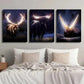 3pcs Stunning Horned Creatures in Dark Forest Wall Art Set Canvas Framed 40x60cm - High Quality Print 100% Australian Made Wall Canvas Ready to Hang