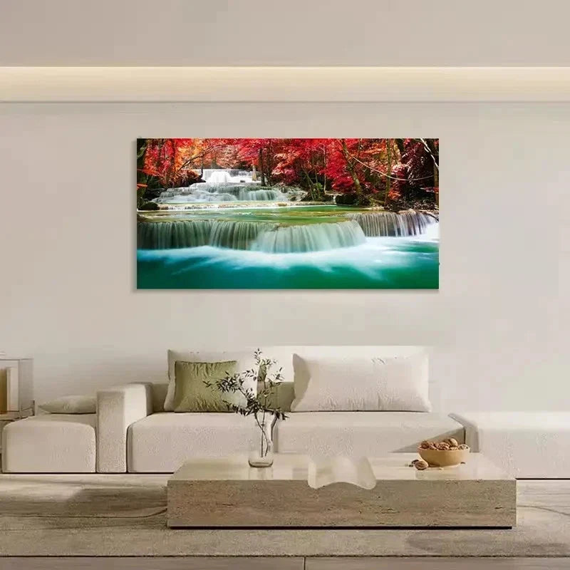 Maple Leaf Forest Rainforest Wall Art Canvas Office Home Room Framed 80x45cm