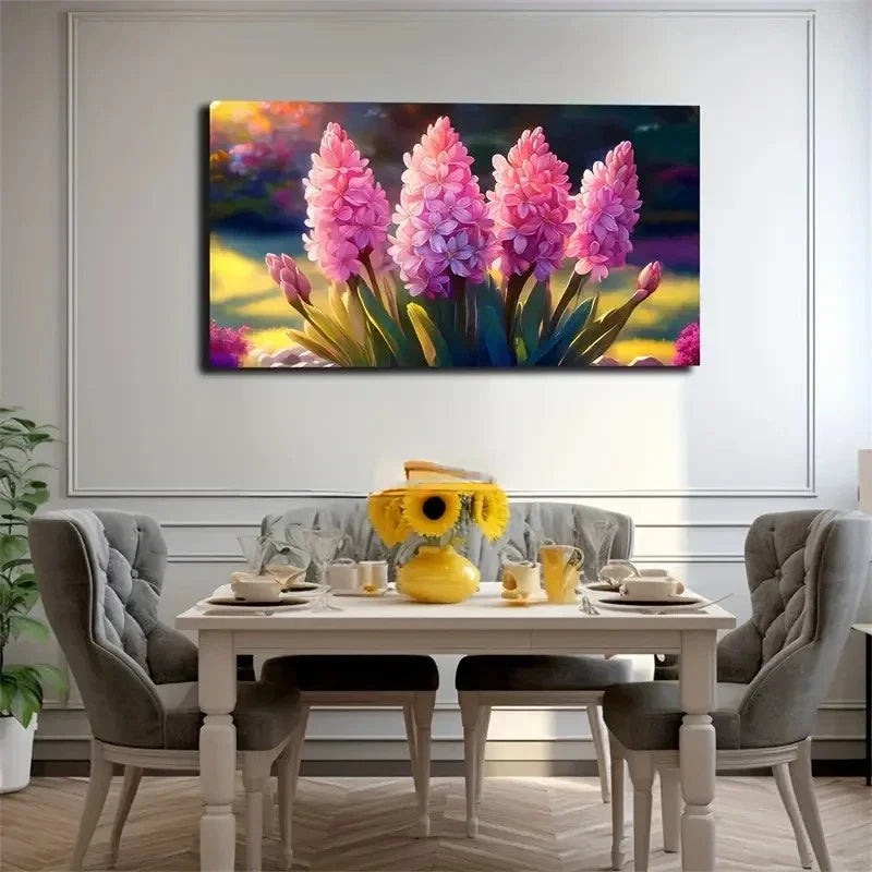Vibrant Pink Hydrangea Flowers Wall Art Canvas Office Home Room Framed 120x60cm