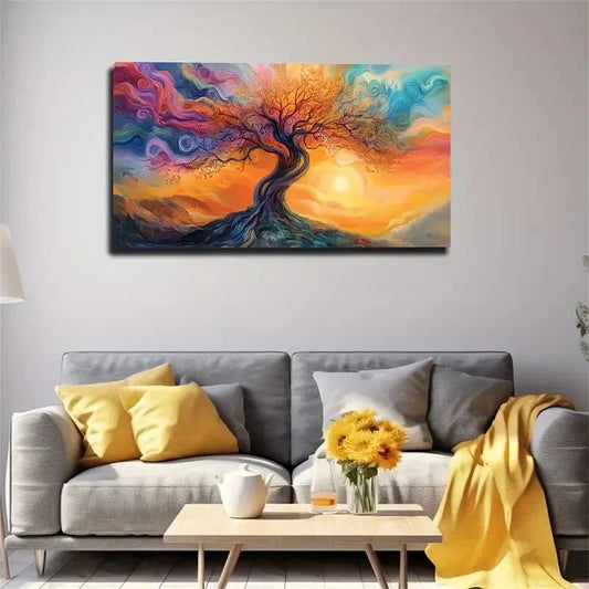 Orange Red Sky Color Magic Wall Art Canvas Office Home Room Framed 120x60cm