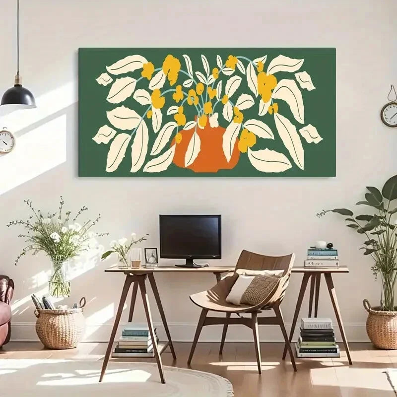 Modern Minimalist Botanical Wall Art Canvas Office Home Room Framed 120x60cm