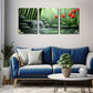 3pcs stone Waterfall Oriental garden style Wall Art Set Canvas Framed 40x60cm - High Quality Print 100% Australian Made Wall Canvas Ready to Hang