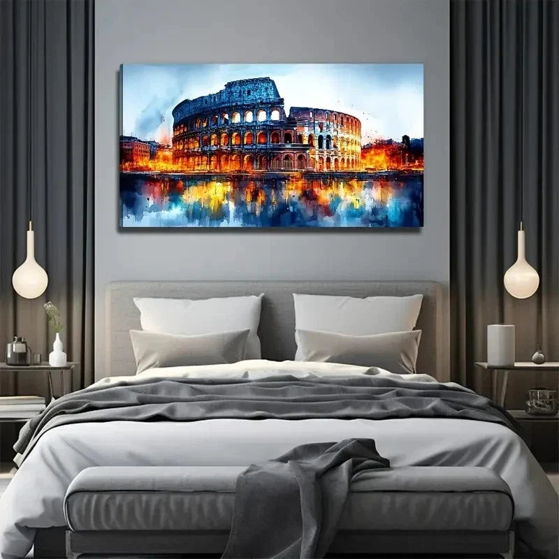 Colosseum Suitable Perfect Wall Art Canvas Office Home Room Framed 80x45cm