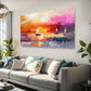 Vibrant Sunset & Ocean Scene Wall Art Canvas Office Home Room Framed 80x45cm