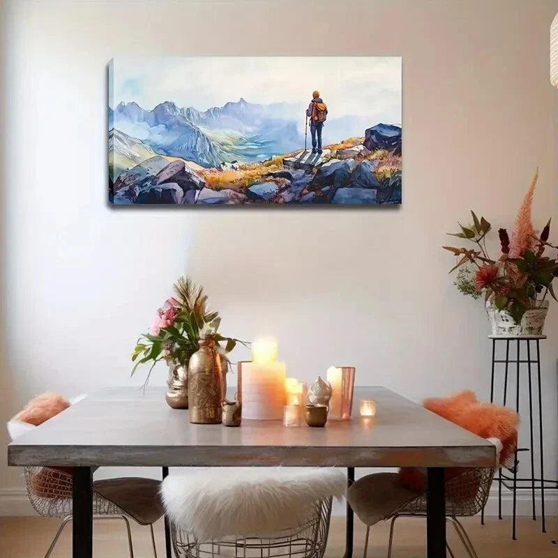 Realistic Mountain Climber Wall Art Canvas Office Home Room Framed 120x60cm